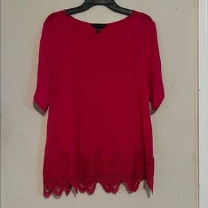 Investments Red Lace Hem Blouse